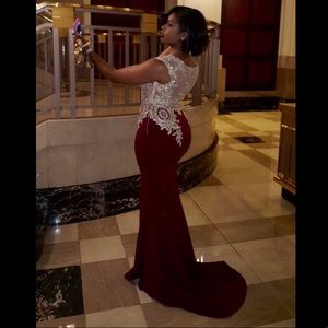 Burgundy and gold PROM DRESS